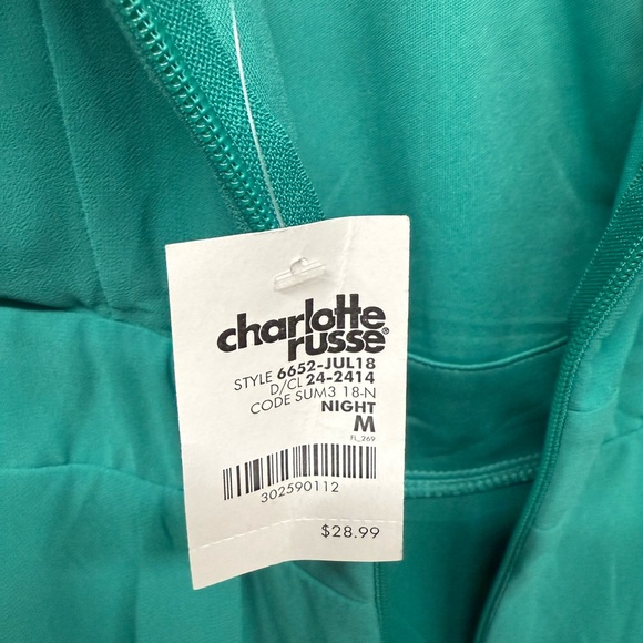 Charlotte Russe Teal Halter Fit & Flare Mini Dress - Size Medium - Picture 5 of 8